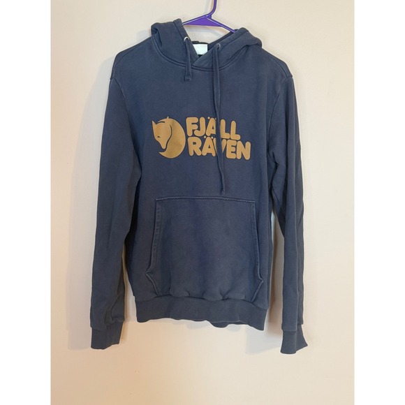 Fjallraven Other - Fjallraven Logo Hoodie M Navy Blue Cotton Blend Pullover Sweatshirt 84144